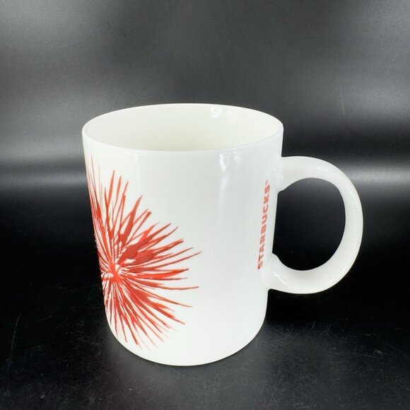 Starbucks Red Flower Starburst on White Mug 2014 Coffee Mug Cup Ceramic 12oz - Picture 13 of 14